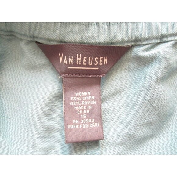 Women Van Heusen Linen/Rayon Palm Tree Embroidered Pants Sz 16 (WP193) - Picture 2 of 9